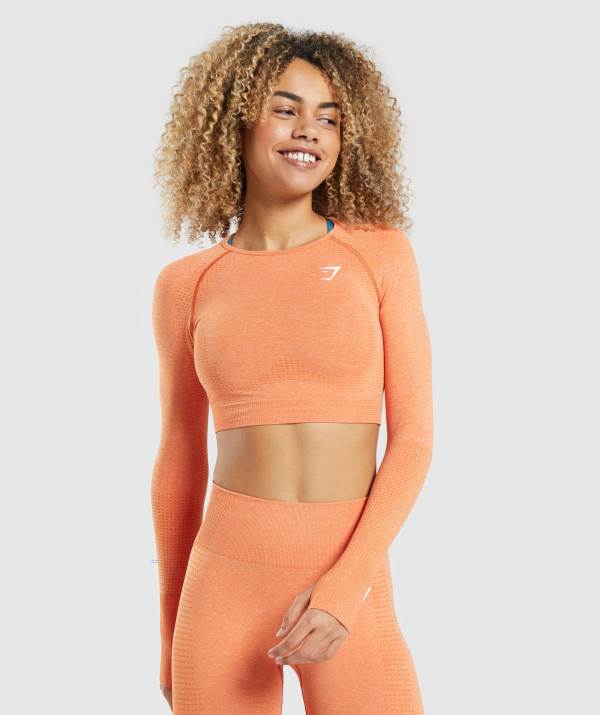 Damske Crop Top Gymshark Vital Seamless 2.0 Long Sleeve Marhule Oranžové | ZI8519402